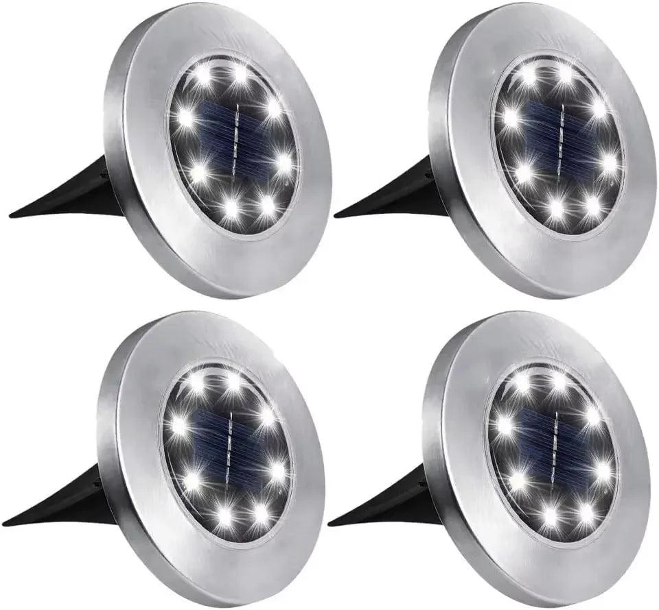 4 Pcs 8LED Solar Power Disk Light Outdoor Garden Solar Underground Light Deck Light Spotlight Buried Solar Led Lamp
