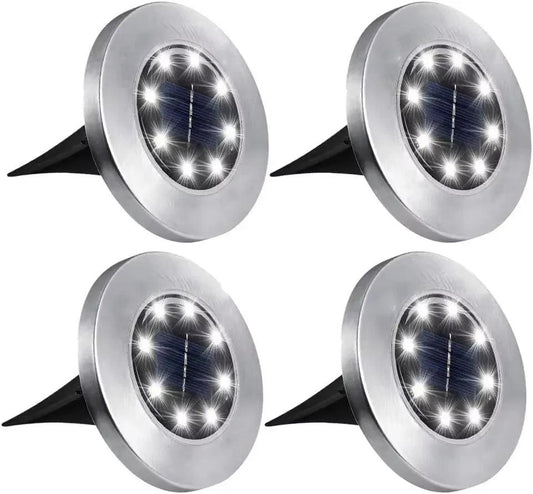4 Pcs 8LED Solar Power Disk Light Outdoor Garden Solar Underground Light Deck Light Spotlight Buried Solar Led Lamp