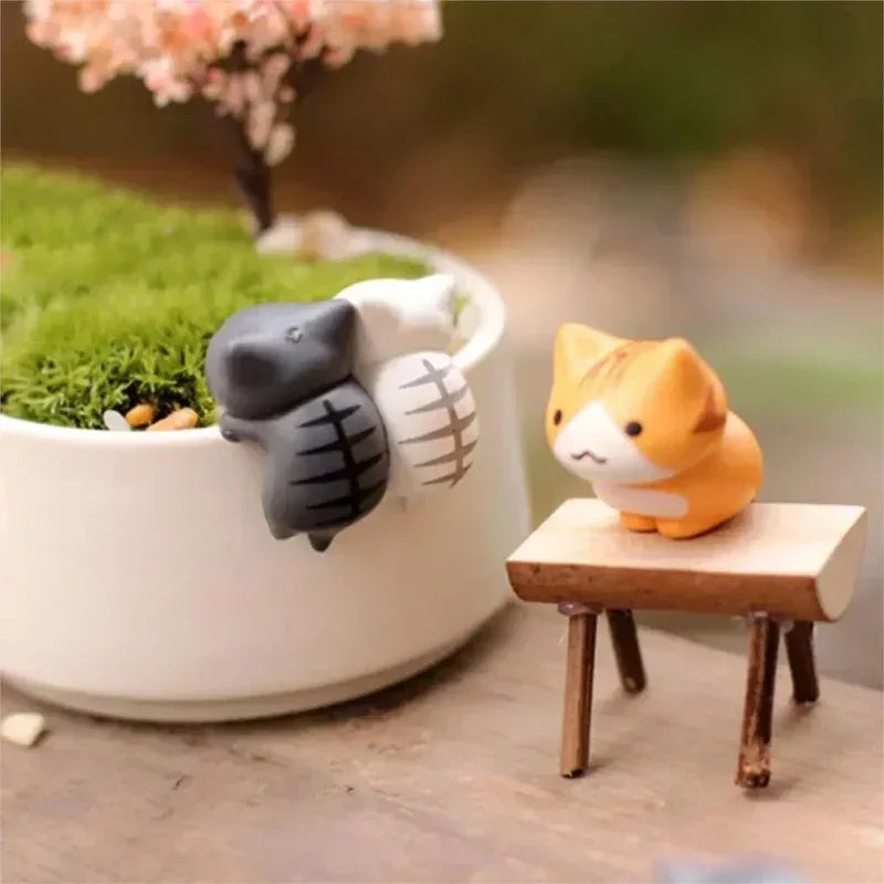 6Pcs/Set Cartoon Lucky Cat Home Garden Bonsai Decorations Miniatures Gift Lovely Micro Landscape Kitten Miniature Craft - Urbizia