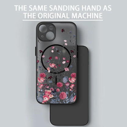 Translucent Matte Floral MagSafe Case for iPhone Series