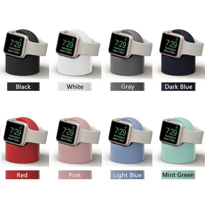 Charger Stand For Apple Watch Series Ultra/8/SE2/7/6/SE/4/3 49mm/45mm/44mm/42mm/41mm/40mm/38mm Durable Silicone Nightstand Mode - Urbizia