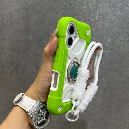 Luxury 3-in-1 Ring Stand Heavy Duty Protective Case For iPhone 17 16 15 14 13 Pro Max Shockproof and Drop-Resistant with Lanyard