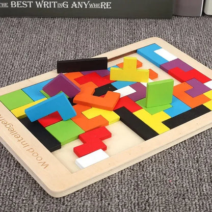 Wooden Tangram Puzzle Set – Early Education Logic Toy - Urbizia