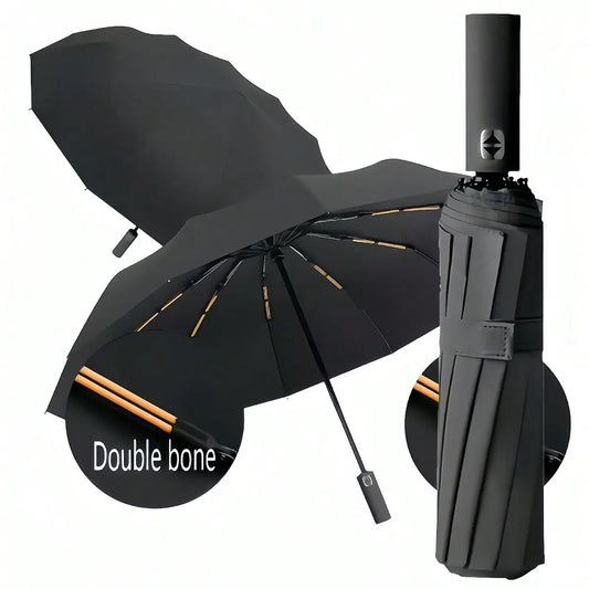 1pc Fully Automatic 24-Rib Windproof Compact Folding Umbrella, Dual Use Sunshade & Rainproof, Reinforced Multi-Function Travel Umbrella,Spring Summer Picks,Brides Maid Gifts,Room,Bedroom Decor,Beach,Travel,For Men,For Women,V