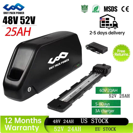 52V 25AH EBike Battery 21700 Cells 72V 15AH 52V 48V 25ah 20AH Powerful Downtube Polly L-G 60V 20AH E Bike Battery Pack for Scooter 1000W 1500W 2000W