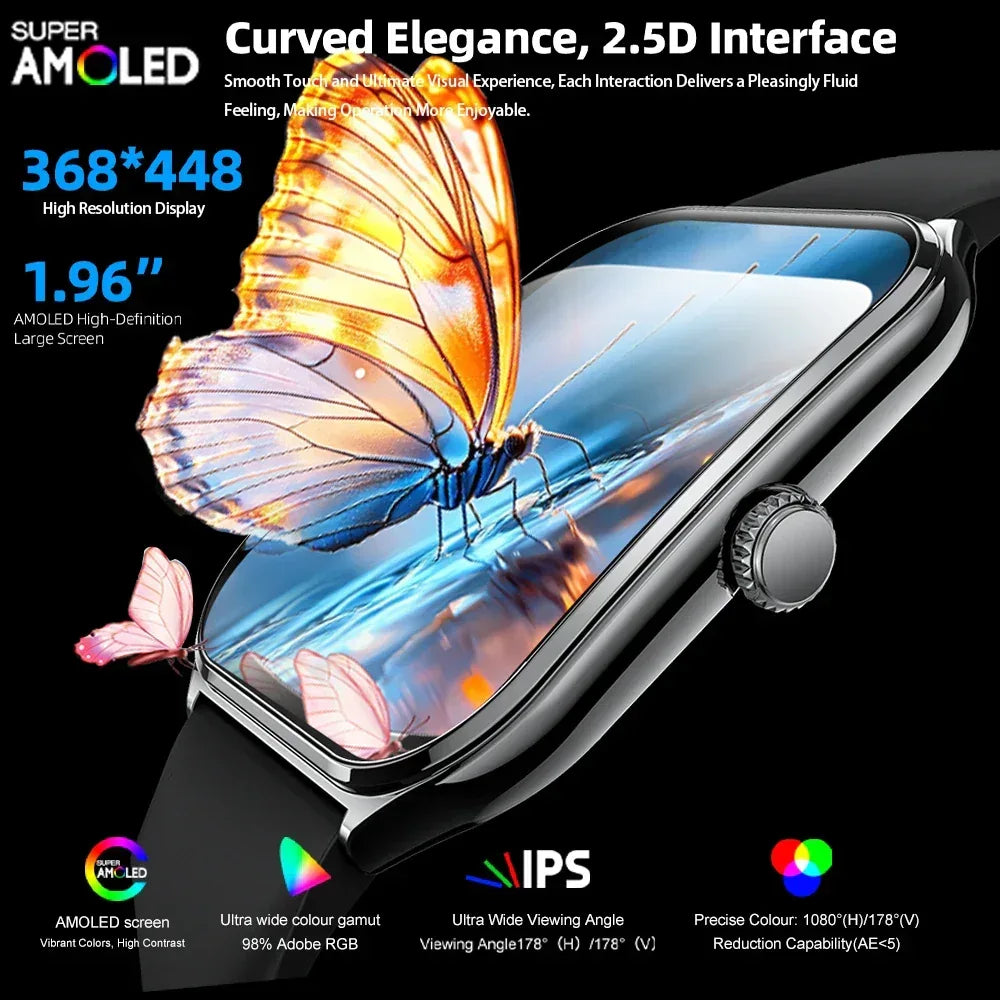 New Ultra Thin Smart Watch men 1.96" AMOLED HD Pixel Display Always Show Time BT Call Reminder Smartwatch Ladies For Android iOS - Urbizia
