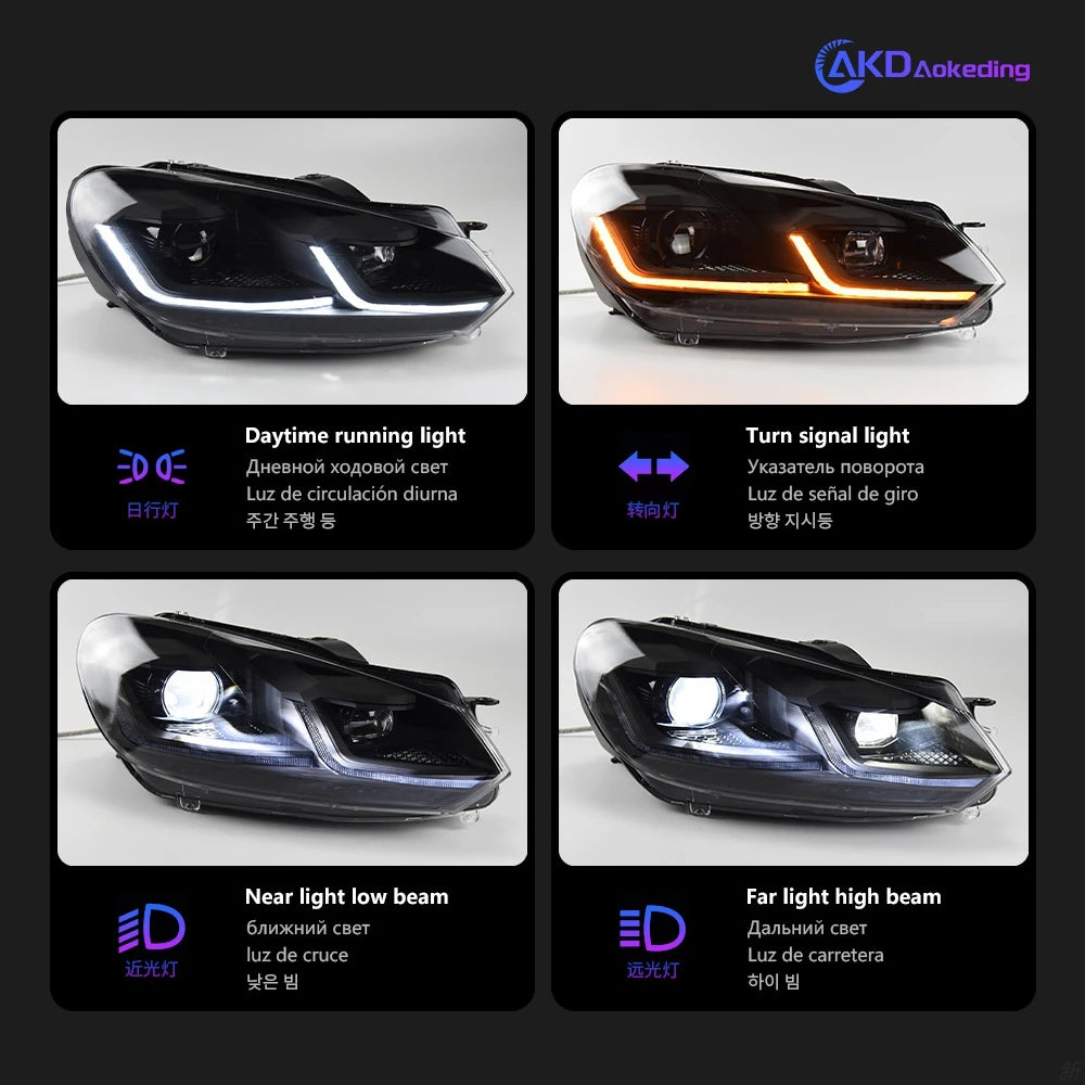 AKD Car Styling LED Head Lamp for Volkswagen Golf 6 Headlights 2009-2012 GOLF VI MK6 LED Headlight DRL Signal Lamp Automotive Accessories