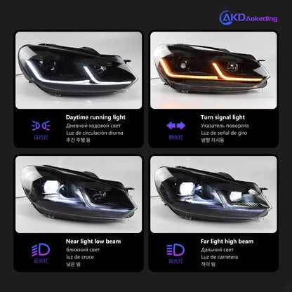 AKD Car Styling LED Head Lamp for Volkswagen Golf 6 Headlights 2009-2012 GOLF VI MK6 LED Headlight DRL Signal Lamp Automotive Accessories