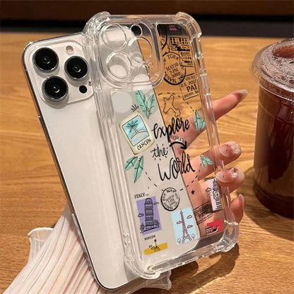 Transparent Travel Map TPU Case for iPhone Series