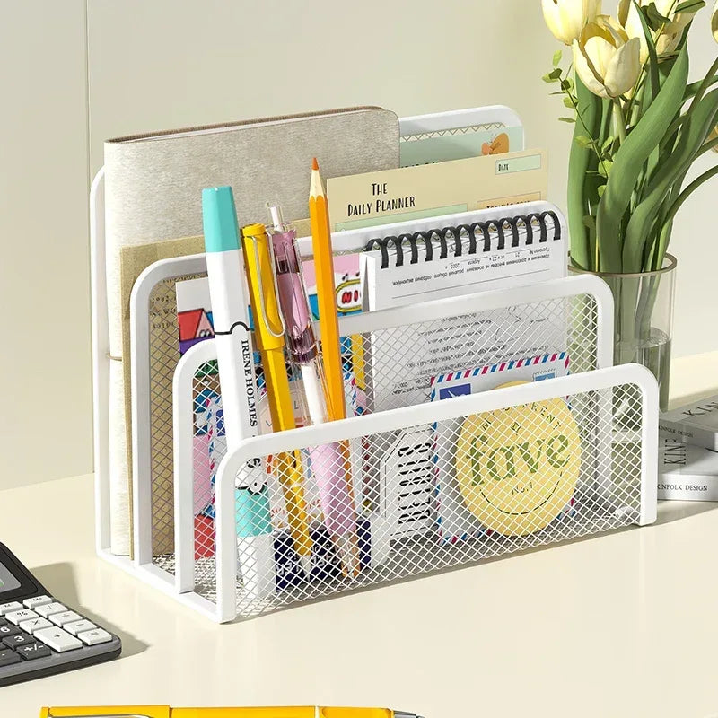 Desk Mail Organizer Small File Holders Letter Organizer Metal Mesh Document/Filing/Folders/Paper Organizer for Desktop - Urbizia