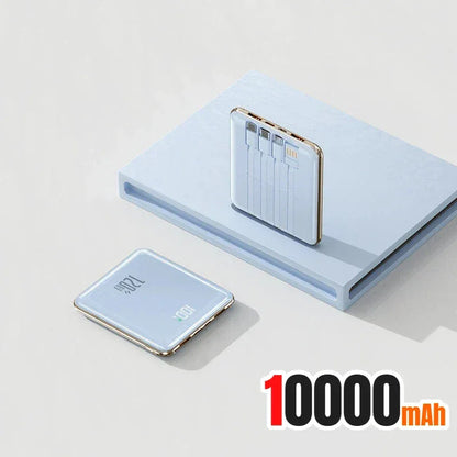 New 500000mAh Mini Power Bank Built-in 4 Cables Large Capacity Super Fast Charging External Battery for IPhone Samsung