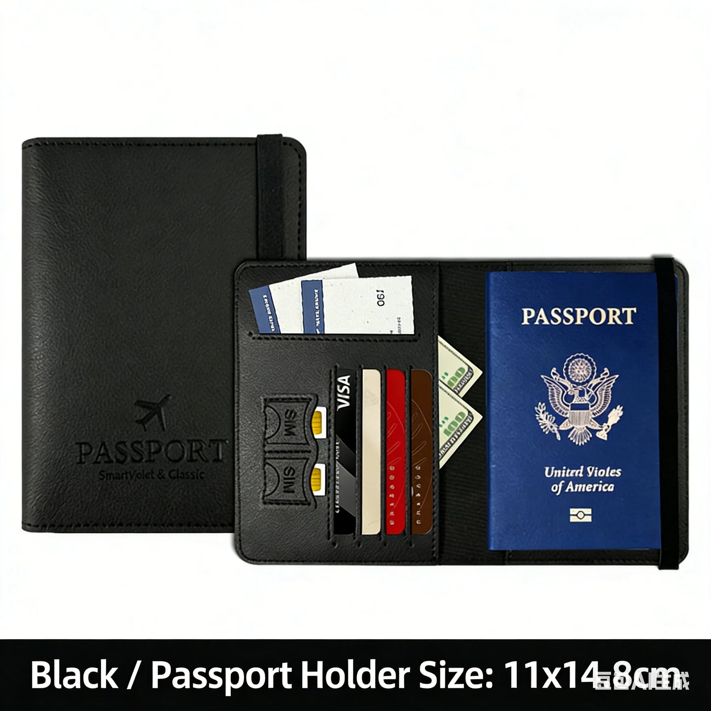 PU Leather Passport Wallet Multi-Function Accessories Protection Cover Travel Book Holders for Women/Men