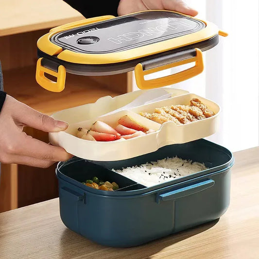 1200ML 2-Layer Leakproof Bento Lunch Box with Cutlery