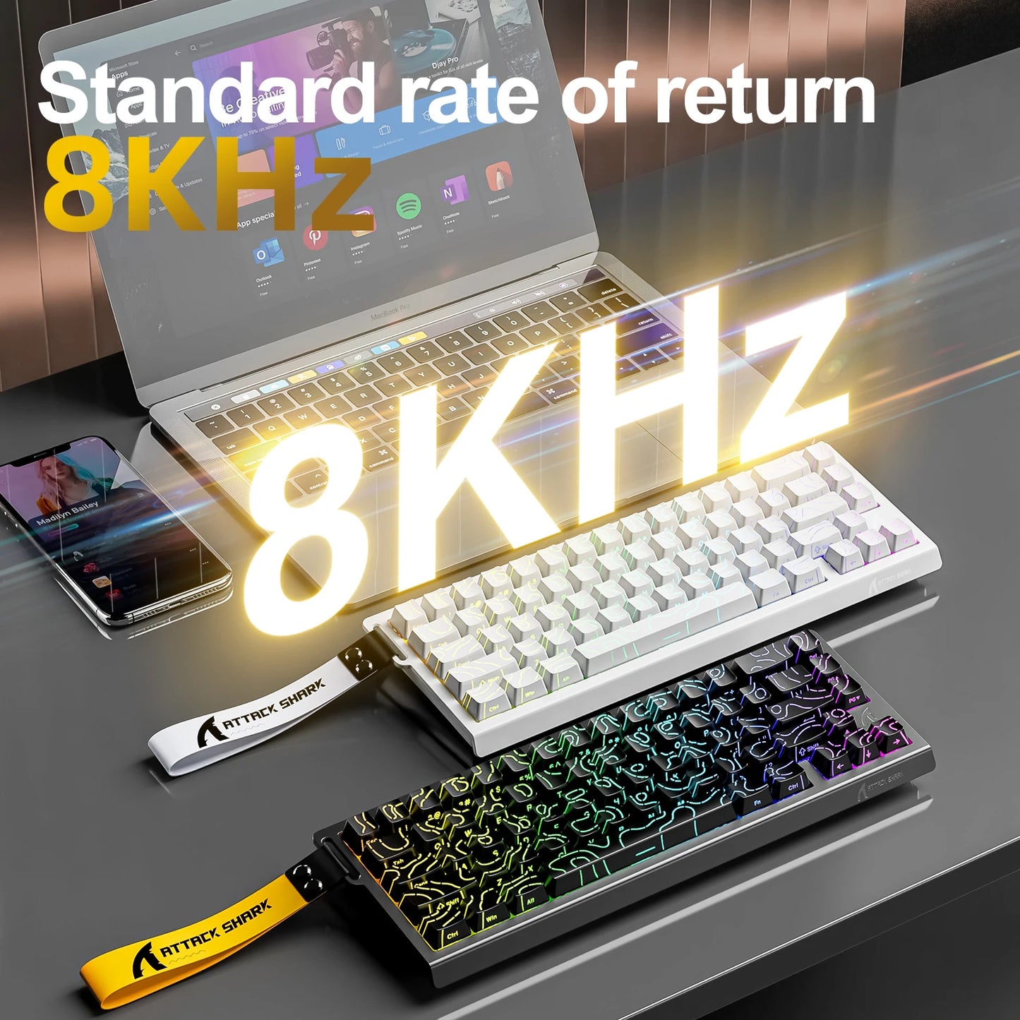 ATTACK SHARK X68HE Esports magnetic axis keyboard 8KHz return rate,total area 0.01mm,and 0.125ms rate class Ultra-low latency