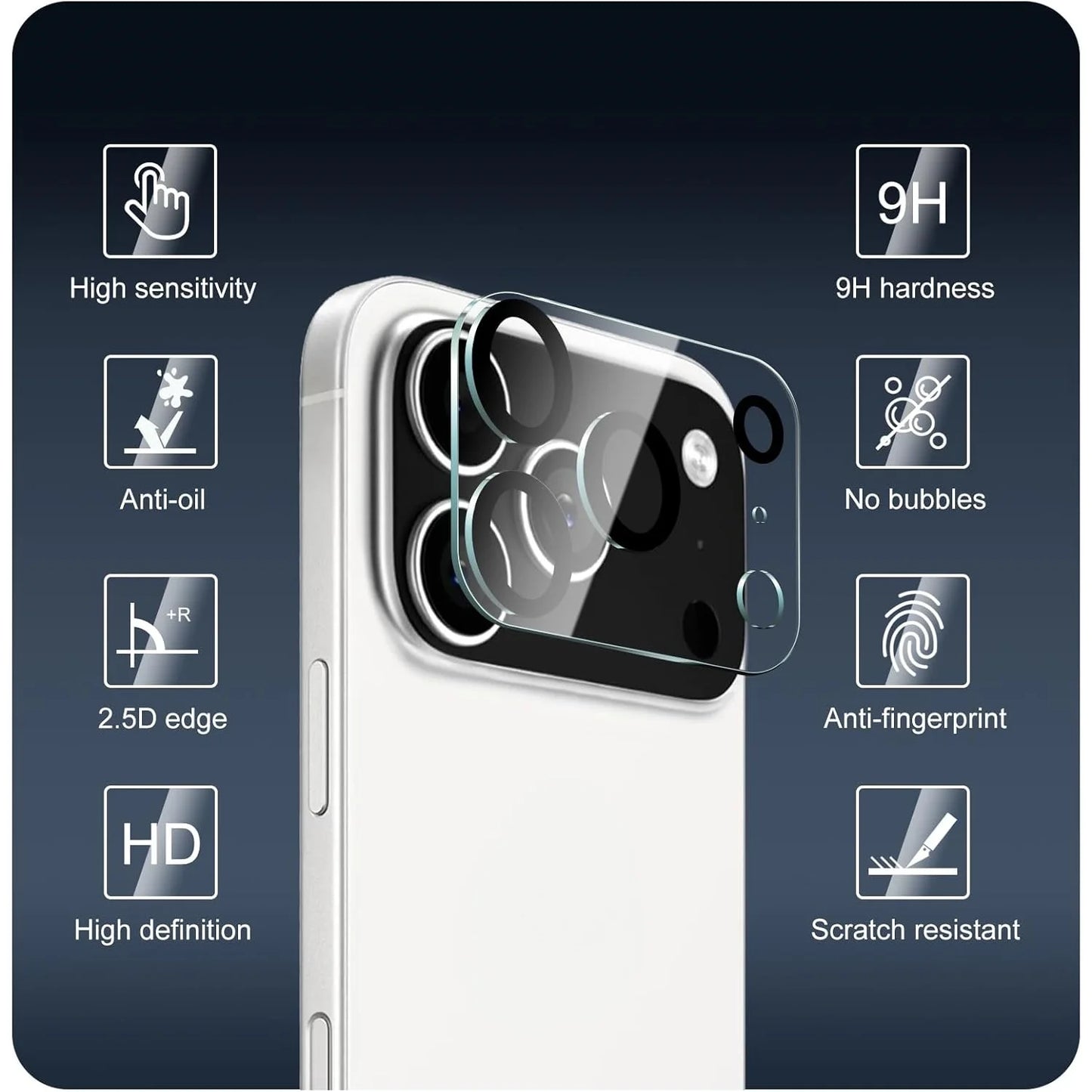 3PCS Tempered Glass Camera Lens Protectors for IPhone 17 Pro Max Air 16ProMax 15 14 13 HD Clear Lens Protective Films Glass