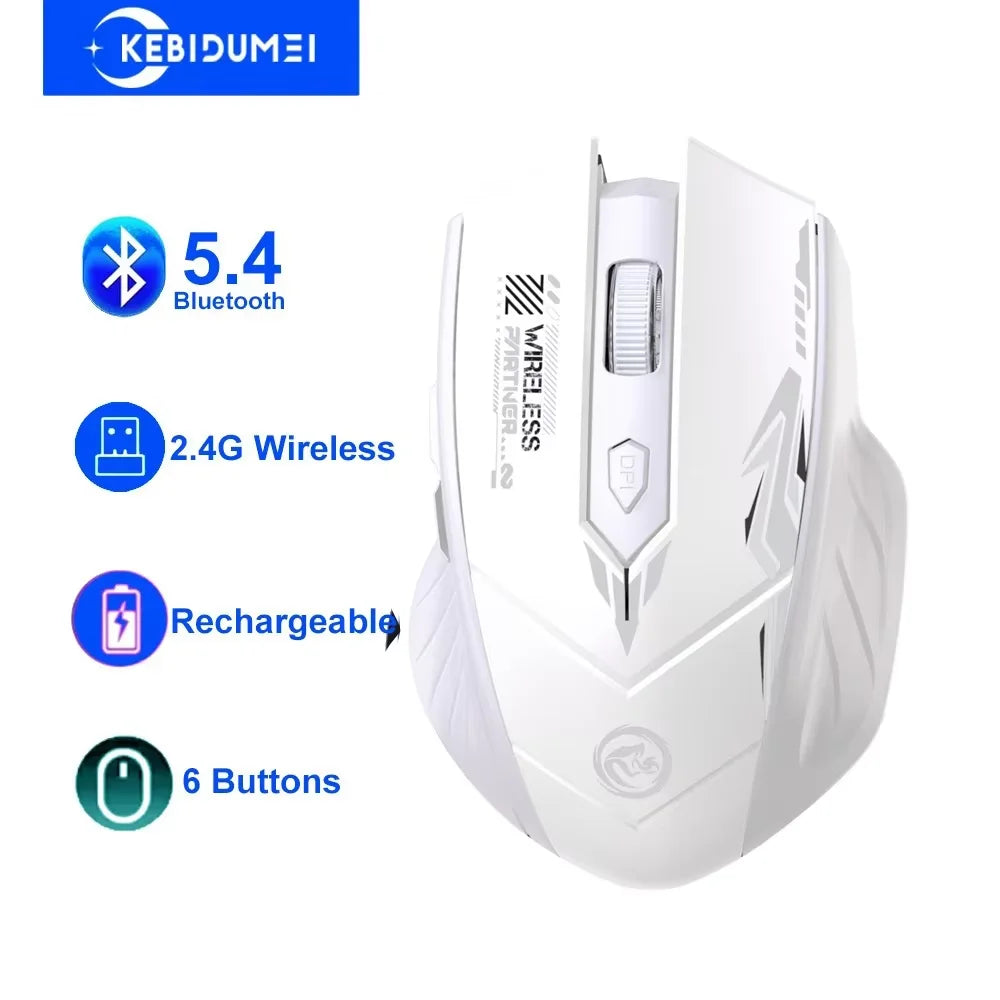 Bluetooth 5.4 Mouse Dual-Mode 2.4G Wireless Mouse 6 Buttons Gaming Mouse Office Silent Mice Rechargeable Mouse For PC Laptop