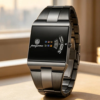 PAAZOMU Luxury Business Man Watches Waterproof Fashion Rectangle Stainless Steel Quartz Sports Male Clock Best Gift Choice Reloj