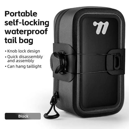 WEST BIKING Bicycle Saddle Bag 600D TPU Seamless Waterproof Wear-Resistant Rotating Lacing Buckle Mini Saddlebag Bike Accessory