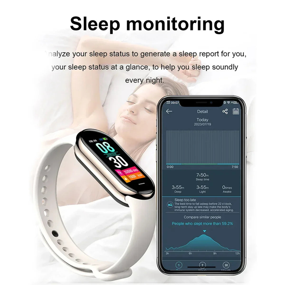 New Full touch SmartWatch Men Women Monitoring Bluetooth - Urbizia