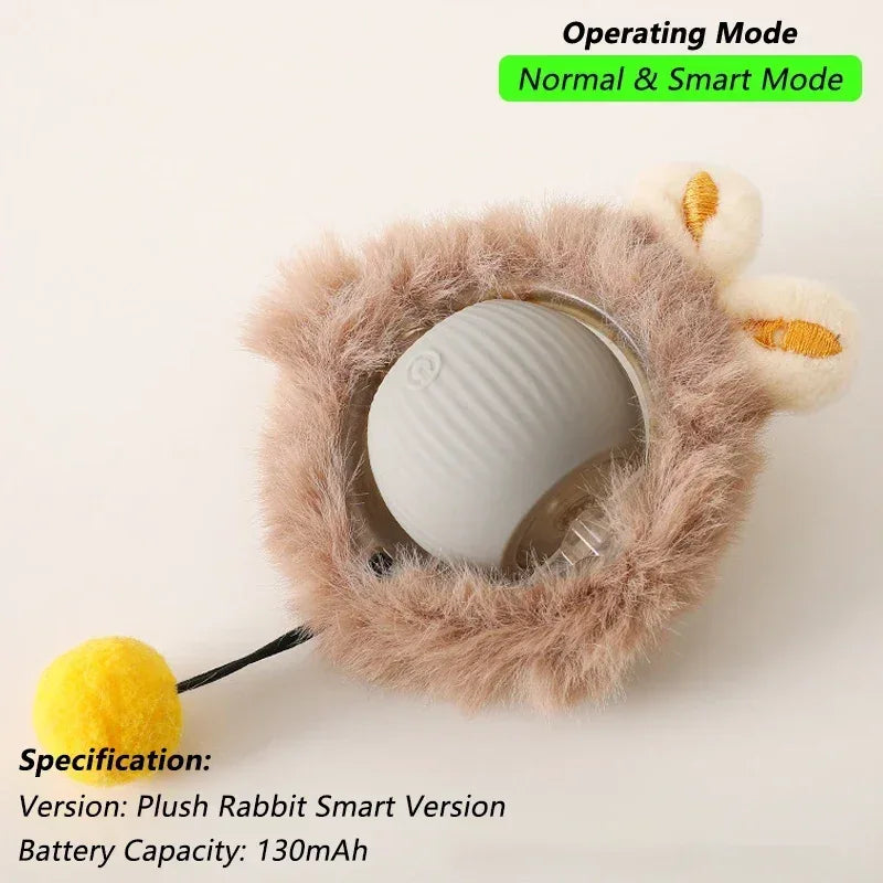 Dog Cat Interactive Ball Toy Automatic Rolling Ball Faux Tail Rechargeable Smart Pet Electric Toy Dog Cat Training Imitate Mouse - Urbizia