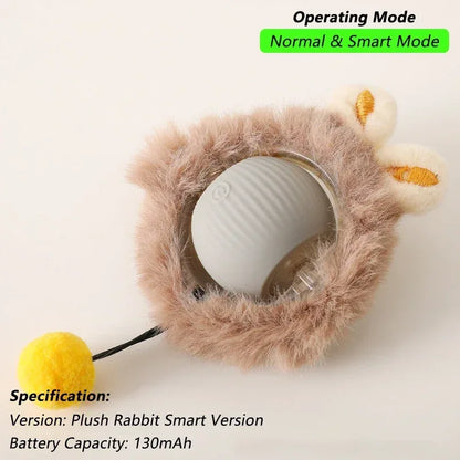 Dog Cat Interactive Ball Toy Automatic Rolling Ball Faux Tail Rechargeable Smart Pet Electric Toy Dog Cat Training Imitate Mouse - Urbizia
