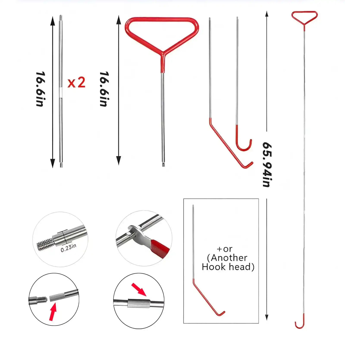 23PCS Professional Car Tool Kit With 66 Inch Pull Hook & J-Hook For Emergency Unlocking Of Car Windows And Doors, Essential Automotive Tools
