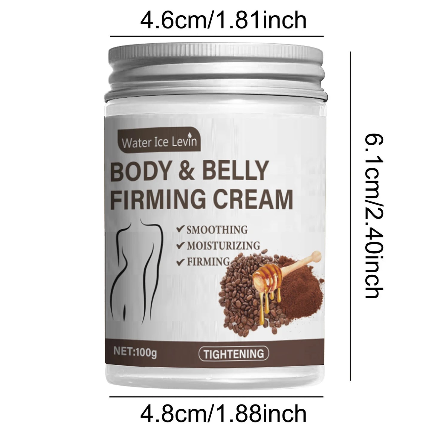 Caffeine Collagen Firming Cream - 100g, Contains Caffeine and Coconut Oil, Rich in Vitamin E, Fragrance-Free, Tightens and Lifts the Abdomen, Thighs, Buttocks, Arms, All Skin Types, Hypoallergenic, Whitening Effect
