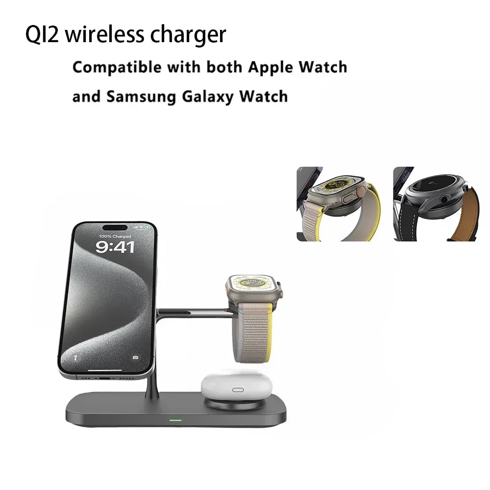3 in 1 Wireless Charger Stand For iPhone 12/13/14/15/16/17 Fast Charging Station for Apple Watch 10 9 8 7 6 5 4 Airpods 2 3 Pro - Urbizia