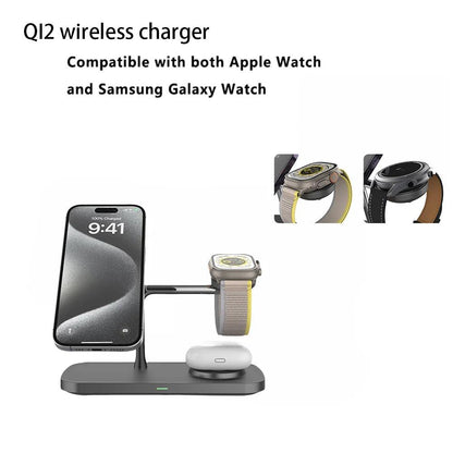 3 in 1 Wireless Charger Stand For iPhone 12/13/14/15/16/17 Fast Charging Station for Apple Watch 10 9 8 7 6 5 4 Airpods 2 3 Pro