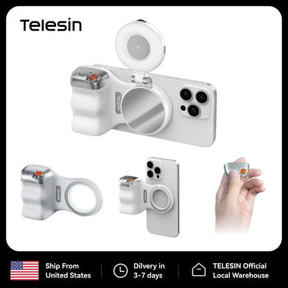 TELESIN Magnetic Phone Camera Shoot Hand Grip Universal Smart Phone Holder Shooting Aid Remote Control Handle for Iphone Andriod
