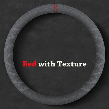 Car Steering Wheel Covers Cowhide Suede Steering Wheel Cover Wrap Universal 37-38cm Breathable Steering Covers Car Accessories