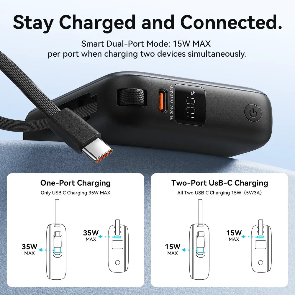 35W Mini Power Bank 10000mAh PD Fast Charging Portable