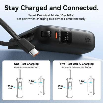 35W Mini Power Bank 10000mAh PD Fast Charging Portable