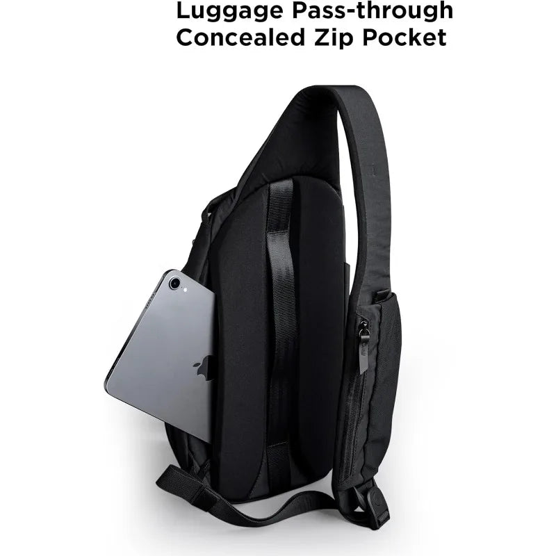 Right Shoulder Chest Bag 7.5L - Crossbody Bag, Sling Backpack - Fits 11' Tablet - Single Shoulder Water Bottle Pocket