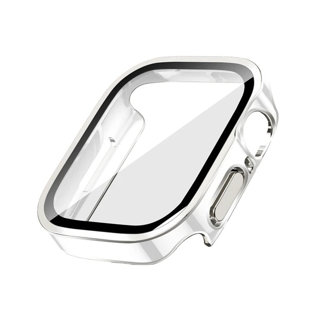 Glass+Case for Apple Watch 42 46mm 45mm 41 49 44mm 40 Mm Straight Edge Screen Protector Cover Case iWatch SE 6 7 8 9 10 11 Ultra