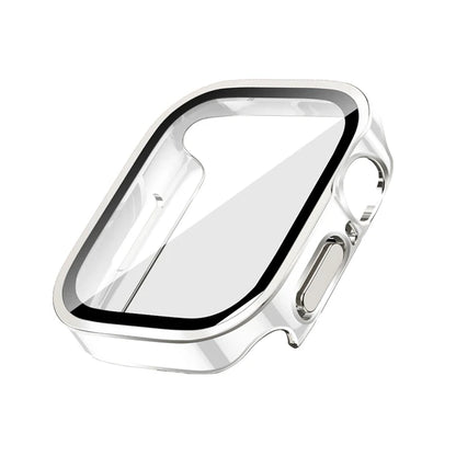Glass+Case for Apple Watch 42 46mm 45mm 41 49 44mm 40 Mm Straight Edge Screen Protector Cover Case iWatch SE 6 7 8 9 10 11 Ultra