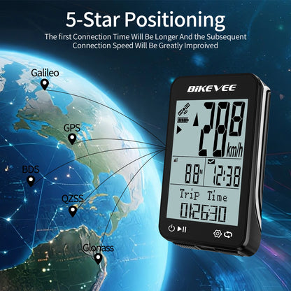 Bikevee Outdoor Riding Wireless GPS Bike Cycling Computer Waterproof With Auto Start/Stop Backlight Bracket 8 Types Multilanguage MTB Road Cycle Odometer Speedometer Stopwatch Bicycle Accessories