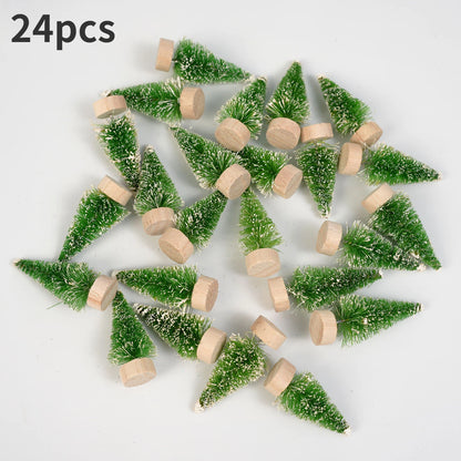 Mini Sisal Snow Frost Christmas Trees – 24pcs