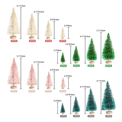 12PCS Artificial Mini Christmas Trees with Wreath Set