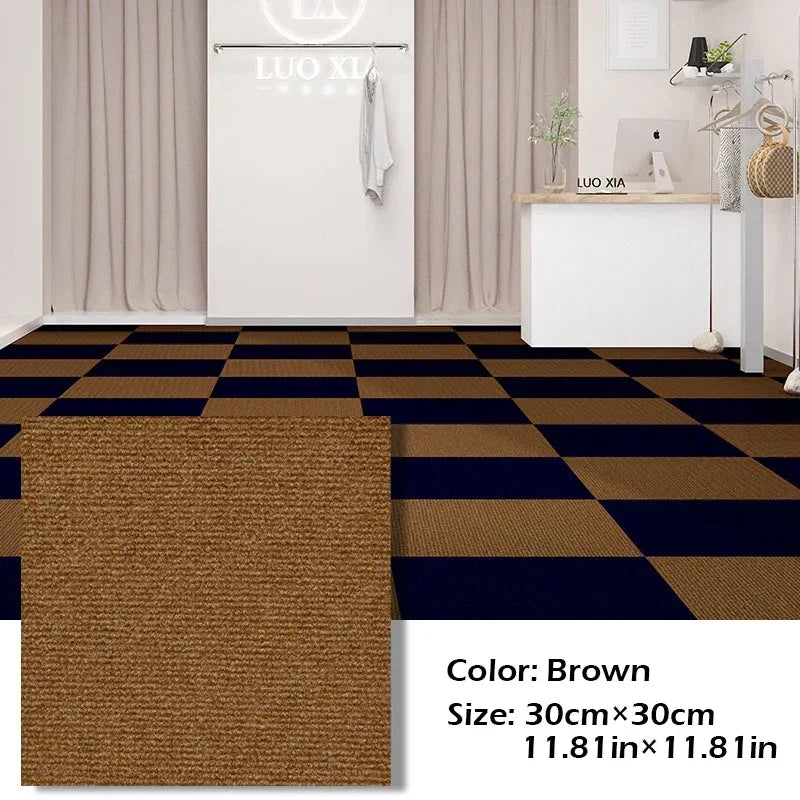 30x30cm DIY Modern Carpet Self-adhesive Anti Slip Block Fully Spread Floor Mat Bedroom Study Office Can Be Cut - Urbizia