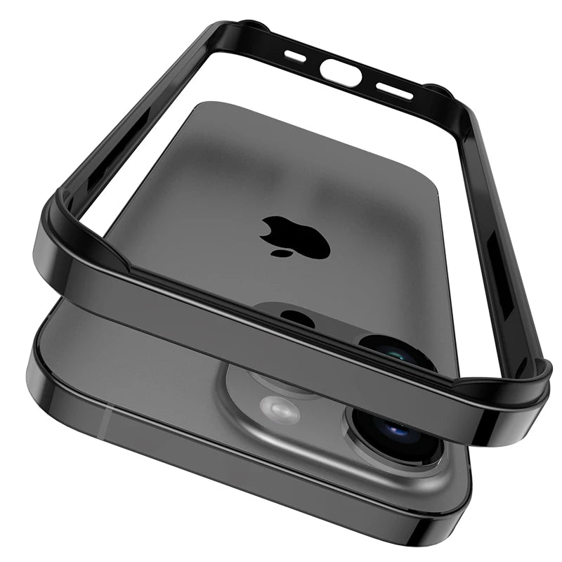 For iPhone 11 12 13 14 15 Plus 16 17 18 Pro Max Bumper Case Hybird Silicone Frame Luxury Light Aluminum Metal For iPhone17 18pro
