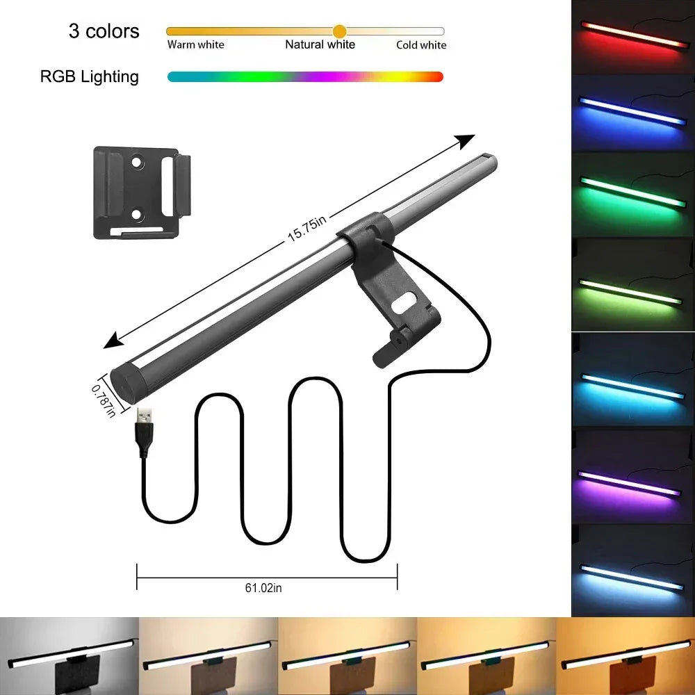 Computer Monitor Screen Light Bar LED Desk Lamp Monitor Light Bar Eye-Care Stepless Table Lamp Dimming Lighting for Work Gaming - Urbizia