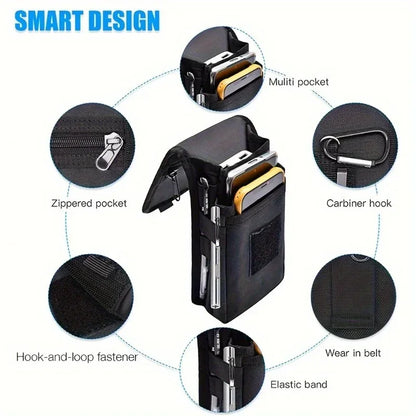 6.3 Inch Multi-Functional Mobile Phone Bag Oxford Fabric Pocket Cell Phone Belt Pouch Case Men's Outdoor Bag for Iphone 16 15