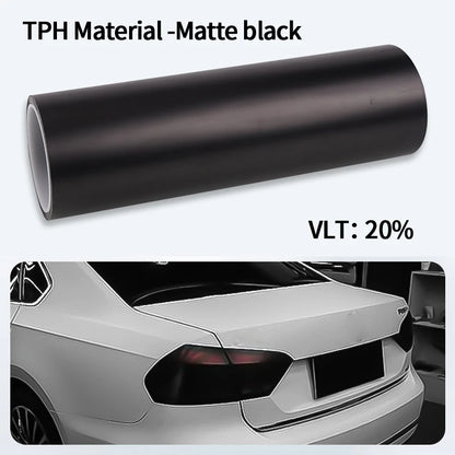Car Headlight & Taillight Smoke Wrap Film – Black TPH PU PPF Protective Sheet