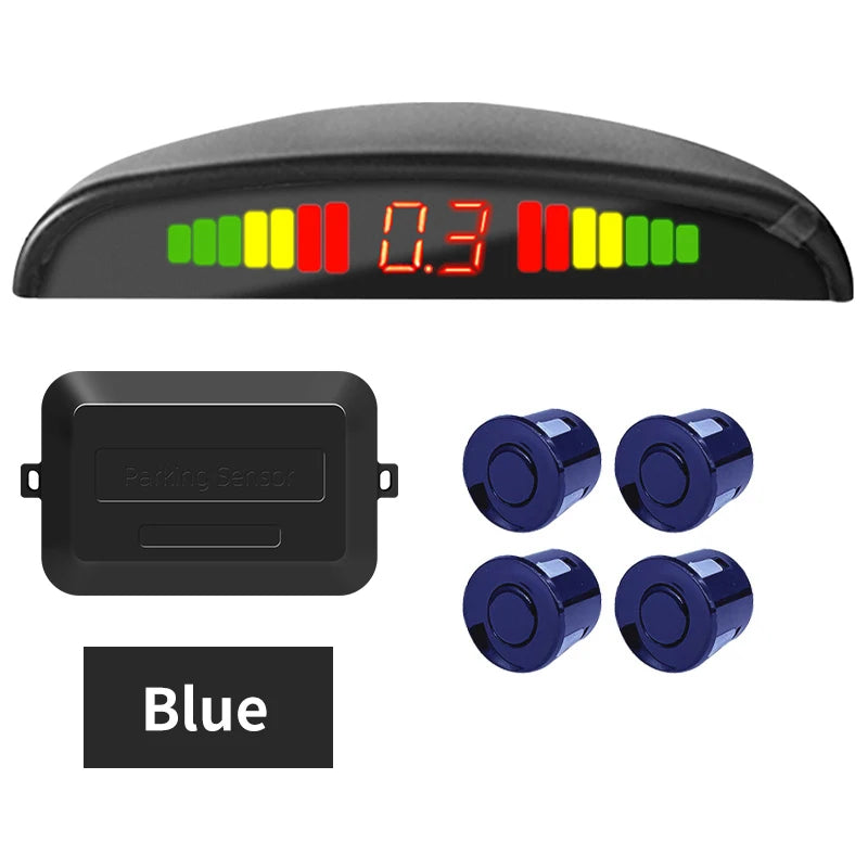 Hippcron Car LED Parking Sensor Kit 4 Sensors 22mm Reverse Radar Sound Alert Indicator System 8 Colors