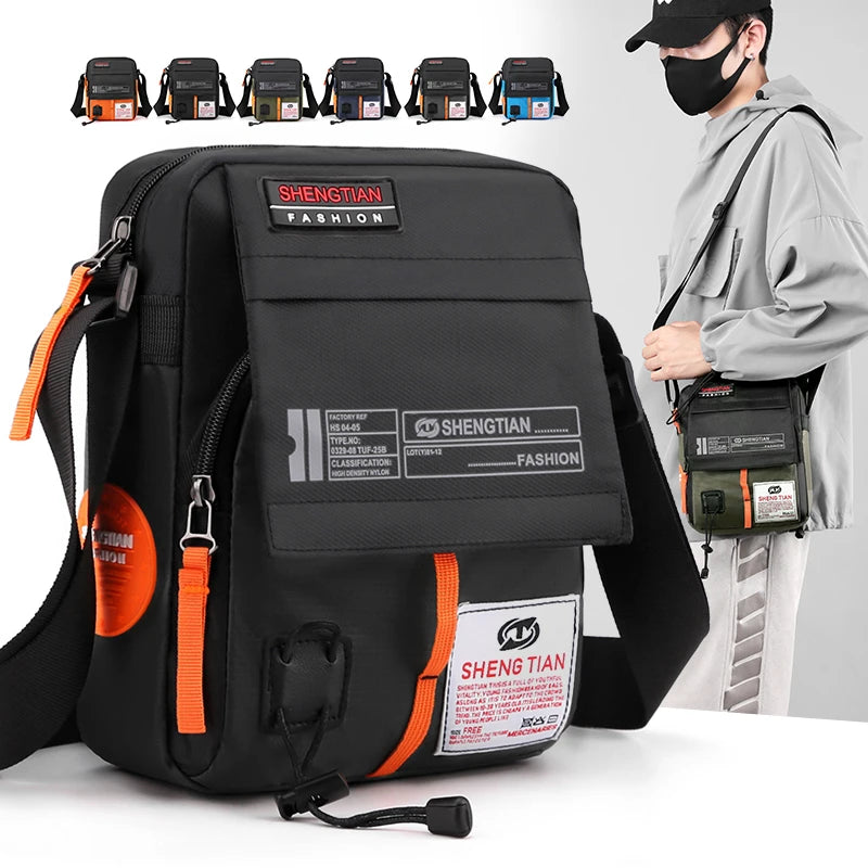 Waterproof Oxford Sling Bag Men Anti-Theft Crossbody Messenger Multi-Pocket Phone Pouch Daily Commute Travel Small Zipper Should
