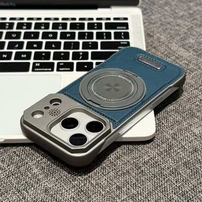 For Magsafe 360 Rotating Bracket Case for iPhone 18 Pro Max 17 16 15 14 13 12 Pro Magnetic Frameless Leather Aromatherapy Cover