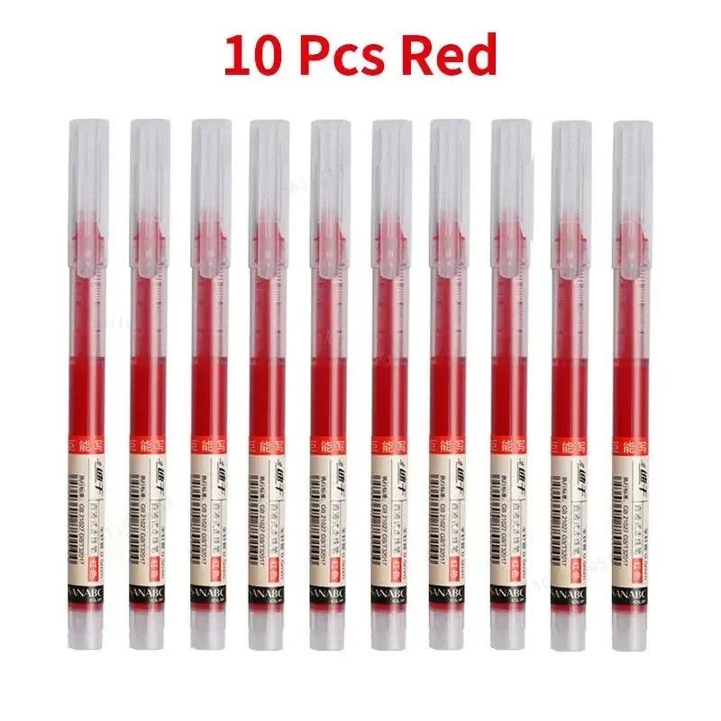 10Pcs High Quality Needle Type Gel Pen Straight Liquid Ballpoint Pens Perfect Kawaii Stationery for School/Office Writing Supply