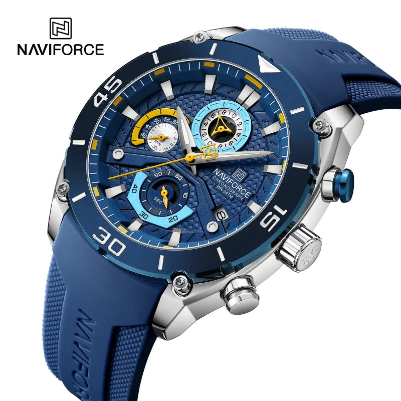 NAVIFORCE Sport Watch for Men Waterproof Quartz Wristwatch Chronograph Military Clock With Luminous Reloj Hombre Male Gift 2024