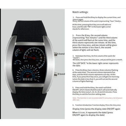 Racing dashboard electronic watch fashion sports aviation LED electronic watch men and women students personalised watch - Urbizia